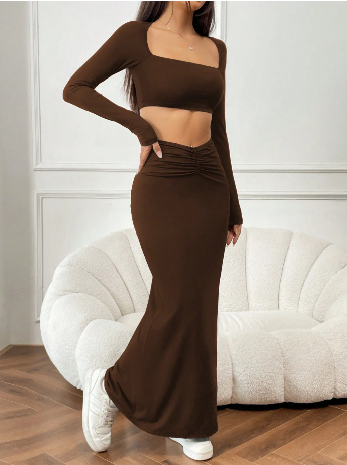 Square Neck Top & Long Skirt Set