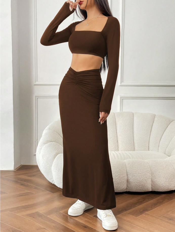 Square Neck Top & Long Skirt Set