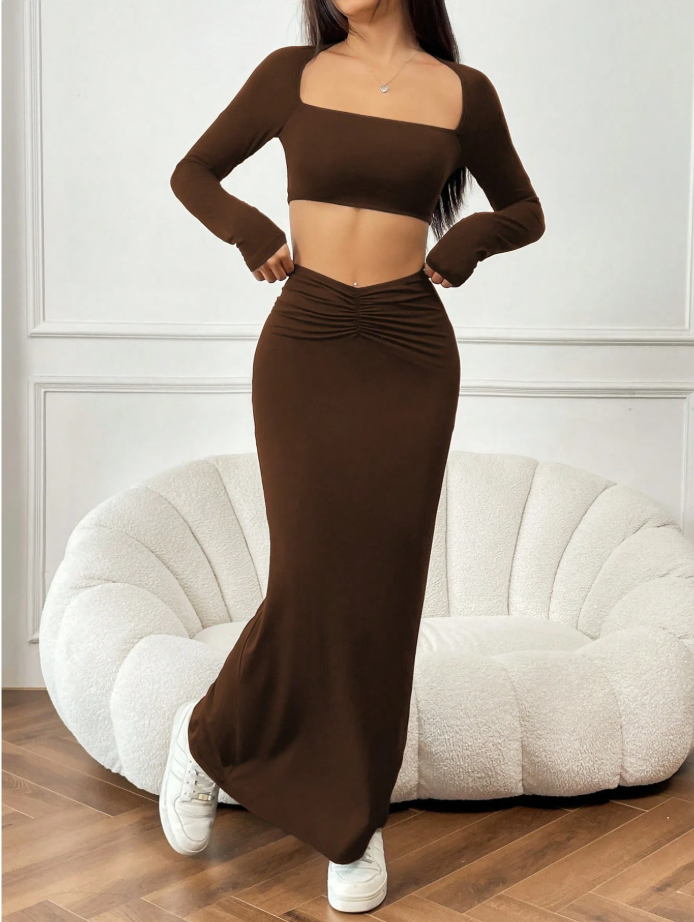 Square Neck Top & Long Skirt Set