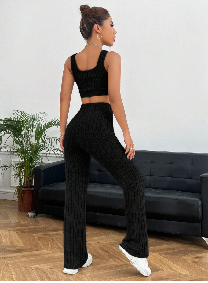 Crop Tank &amp; Flare Pants Summer Set